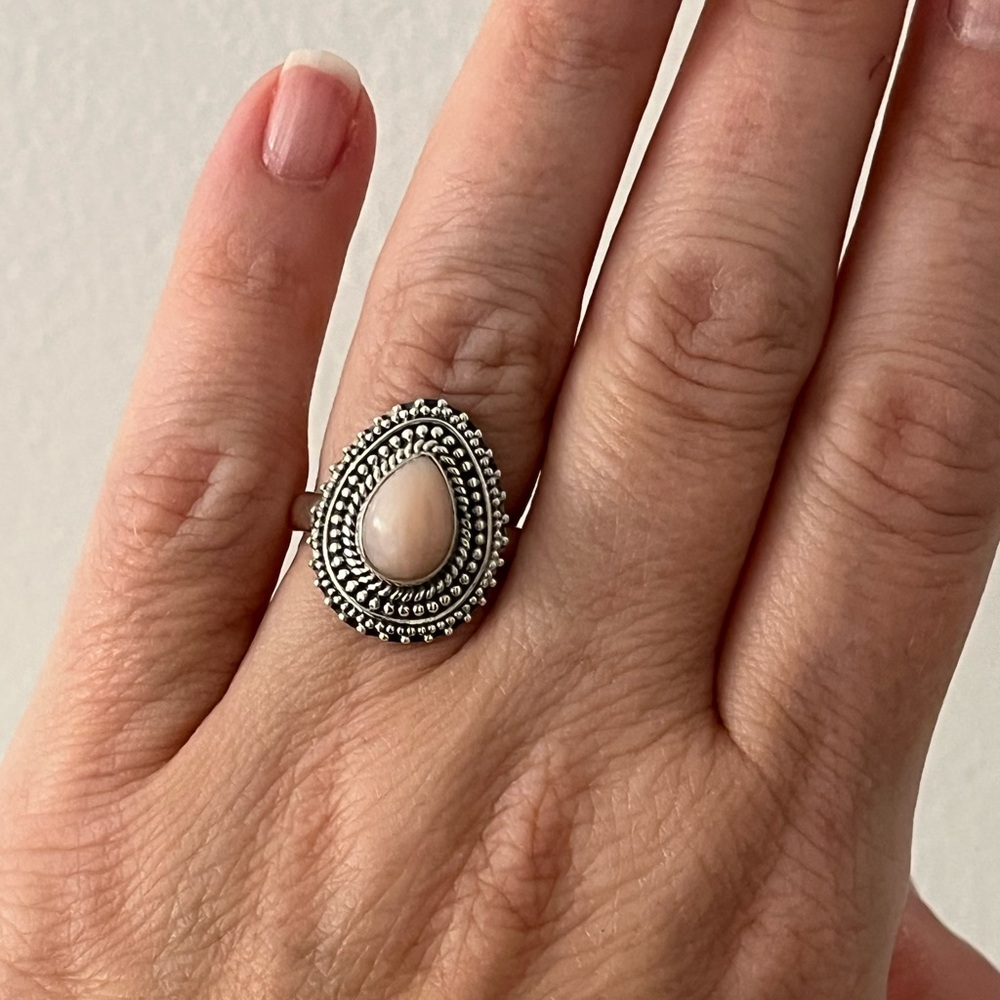 New 925 Solid Sterling Silver Pink Opal Gemstone … - image 7